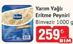BİNVEZİR YARIM YAĞLI ERİTME PEYNİRİ 1000 G fiyat ve kampanya bilgisi
